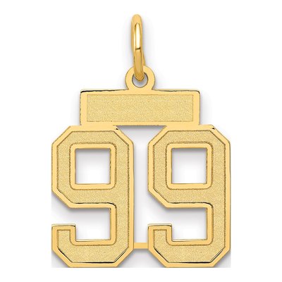 14K Yellow Gold Small Number 99 Charm