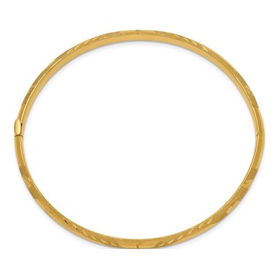 14K Yellow Gold Laser-Cut Hinged Bangle Bracelet – view 3