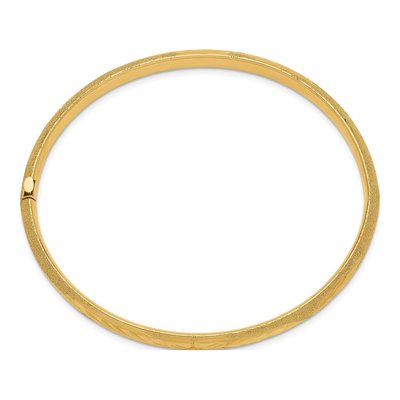 14K Yellow Gold Laser-Cut Hinged Oval Bangle Bracelet – view 3