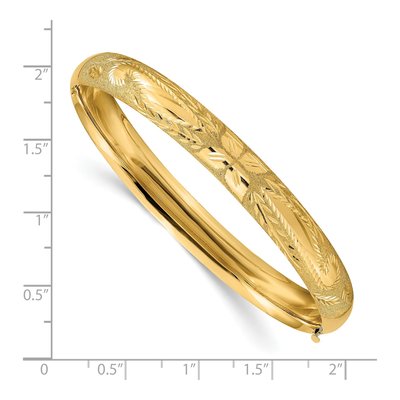14K Yellow Gold Laser Cut Hinged Bangle Bracelet – view 4