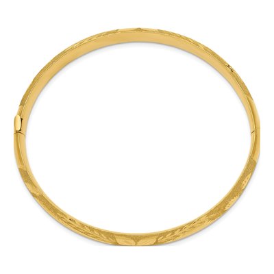 14K Yellow Gold Laser-Cut Hinged Bangle Bracelet – view 2