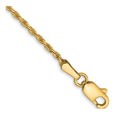 14K Yellow Gold 1.3mm Diamond-Cut Rope Chain Bracelet
