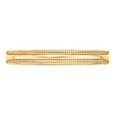 14K Yellow Gold 3mm Domed Milgrain Wedding Band – view 4