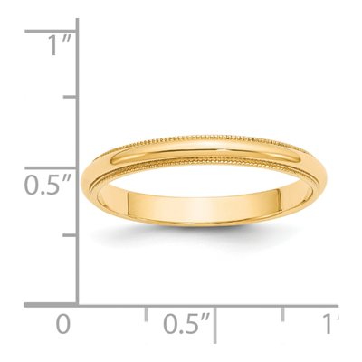 14K Yellow Gold 3mm Domed Milgrain Wedding Band – view 5