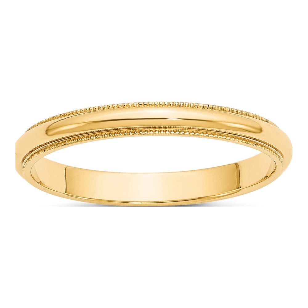 14K Yellow Gold 3mm Domed Milgrain Wedding Band