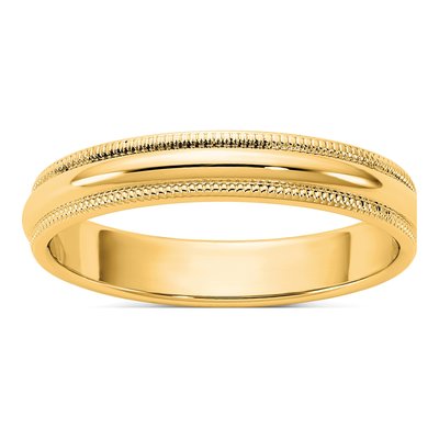 14K Yellow Gold 3.5mm Milgrain Half Round Wedding Band