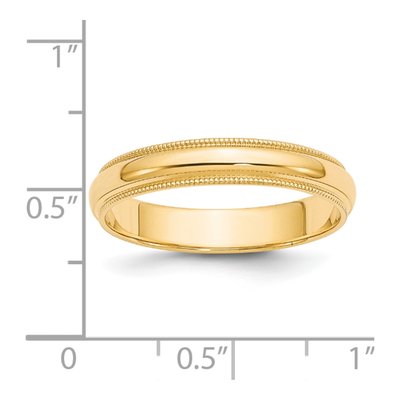 14K Yellow Gold 4mm Domed Milgrain Wedding Band – view 5
