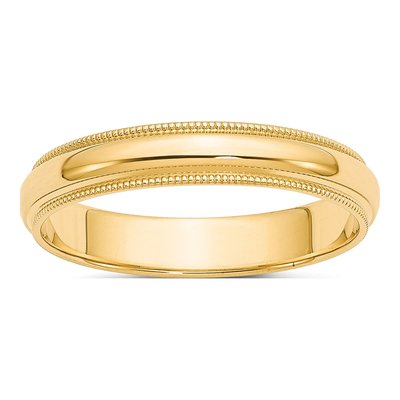 14K Yellow Gold 4mm Domed Milgrain Wedding Band