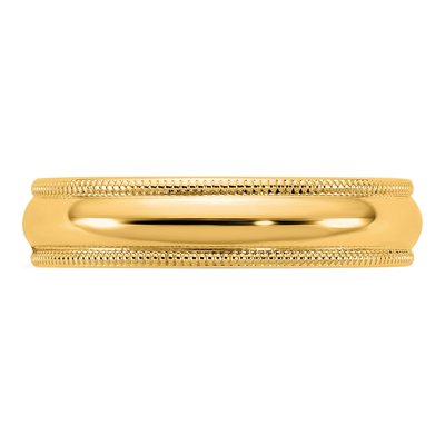 14K Yellow Gold 4.5mm Domed Milgrain Wedding Band – view 3