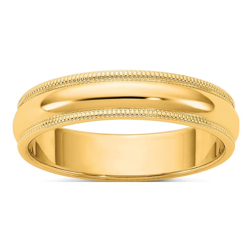 14K Yellow Gold 4.5mm Milgrain Half Round Band Size 5.5