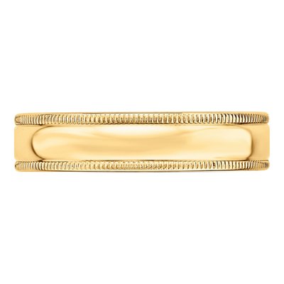 14K Yellow Gold 5mm Domed Milgrain Wedding Band – view 4