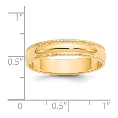 14K Yellow Gold 5mm Domed Milgrain Wedding Band – view 5