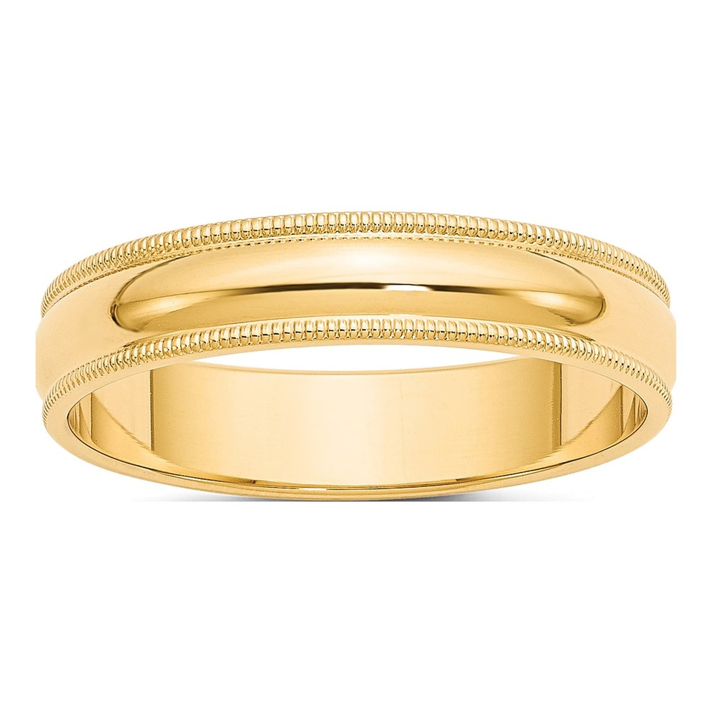14K Yellow Gold 5mm Domed Milgrain Wedding Band