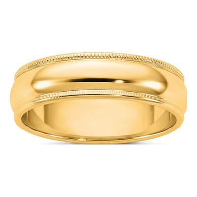 14K Yellow Gold 5.5mm Milgrain Half Round Wedding Band