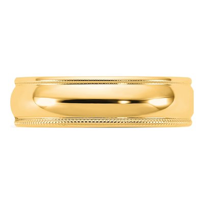 14K Yellow Gold 5.5mm Milgrain Half Round Wedding Band – view 3
