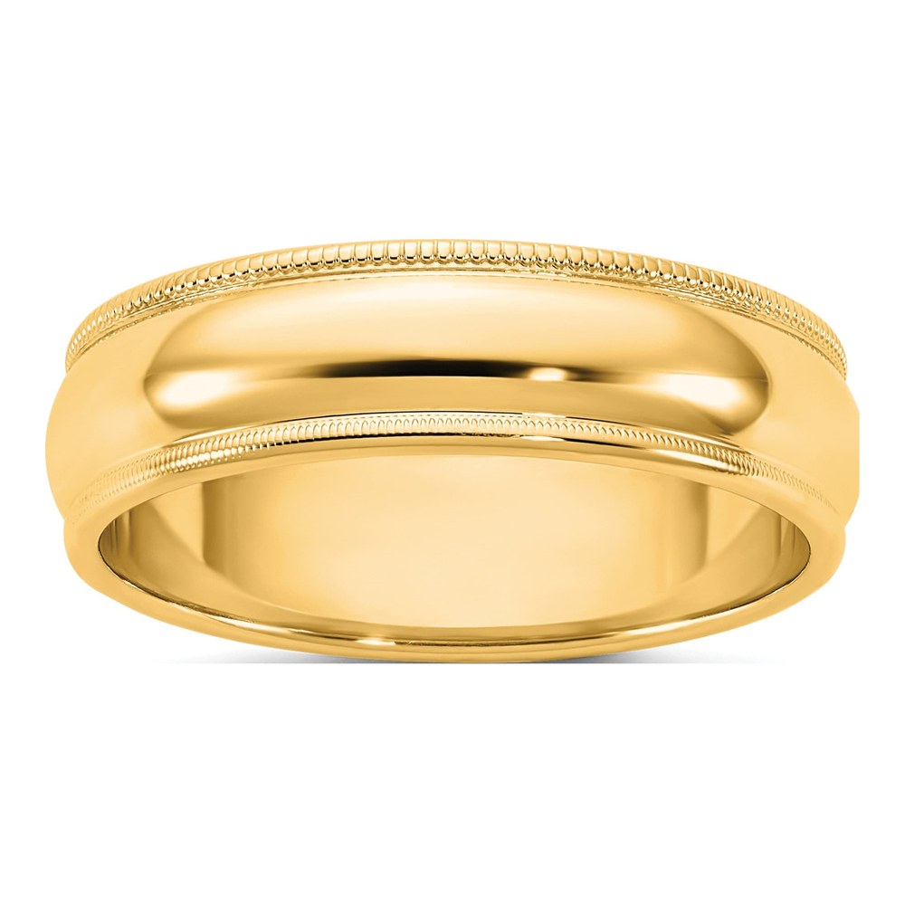 14K Yellow Gold 5.5mm Milgrain Half Round Band Size 7