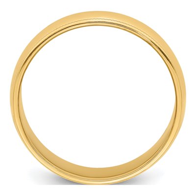 14K Yellow Gold 6mm Milgrain Half Round Wedding Band – view 3