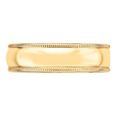 14K Yellow Gold 6mm Milgrain Half Round Wedding Band – view 4