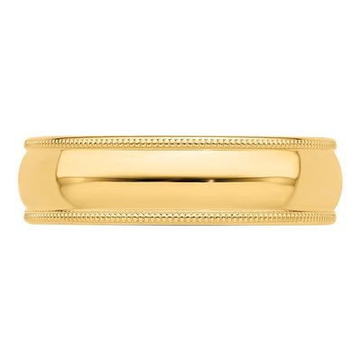 14K Yellow Gold 6mm Milgrain Half Round Wedding Band – view 5