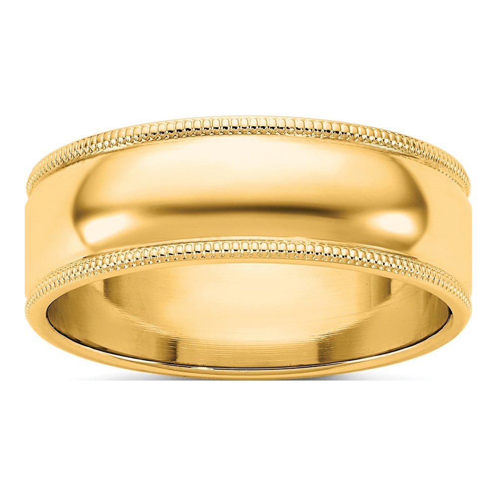 14K Yellow Gold 6.5mm Milgrain Half Round Band Size 5.5