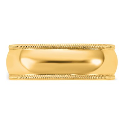 14K Yellow Gold 6.5mm Domed Milgrain Wedding Band – view 3