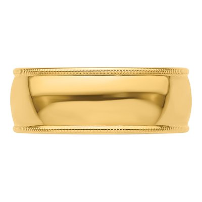 14K Yellow Gold 8mm Domed Milgrain Wedding Band – view 4