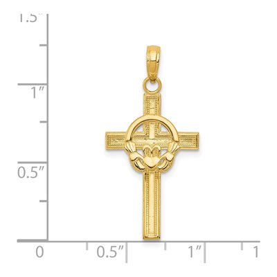 14K Yellow Gold Claddagh Cross Pendant – view 4