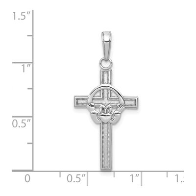 14K White Gold Claddagh Cross Pendant – view 5