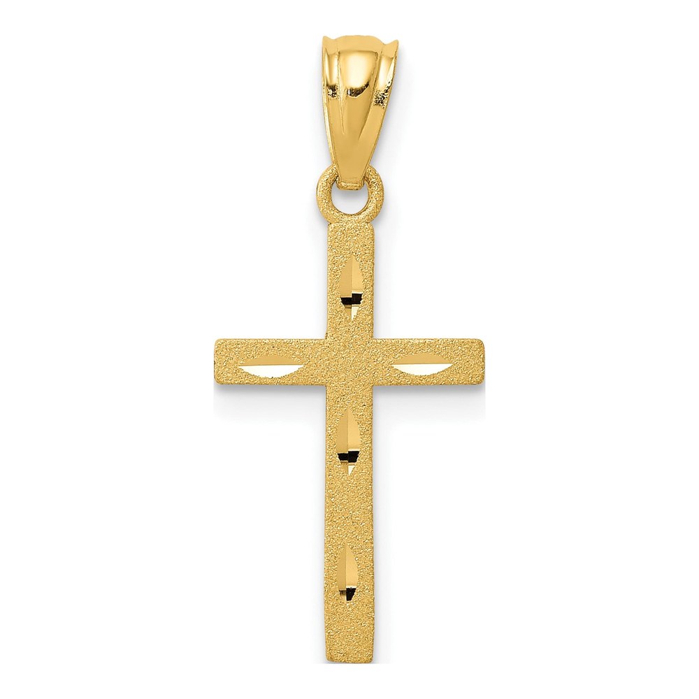 14K Yellow Gold Diamond-Cut Cross Pendant