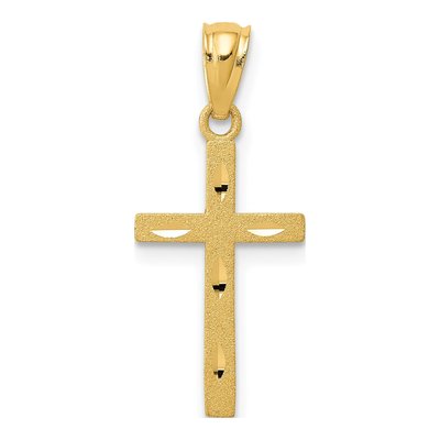 14K Yellow Gold Diamond-Cut Cross Pendant