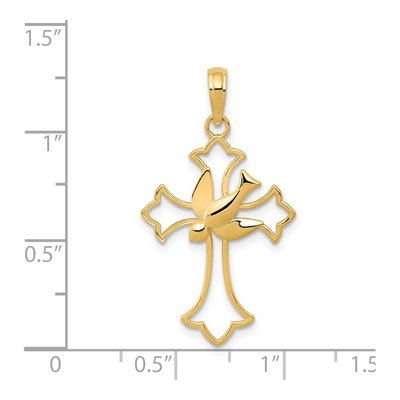 14K Yellow Gold Dove Cross Pendant – view 4