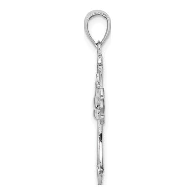 14K White Gold Cross Dove Pendant – view 3