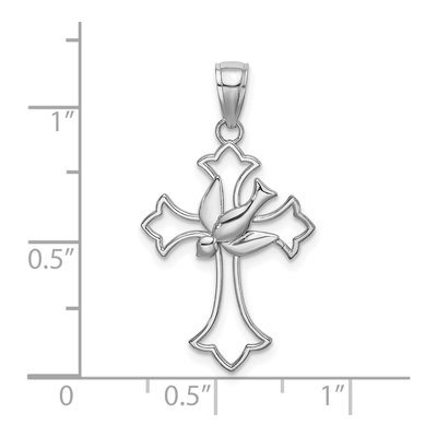 14K White Gold Cross Dove Pendant – view 5