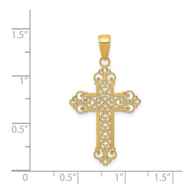 14K Yellow Gold Fleur de Lis Cross Pendant – view 5
