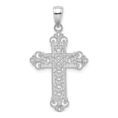 14K White Gold Fleur de Lis Cross Pendant – view 4
