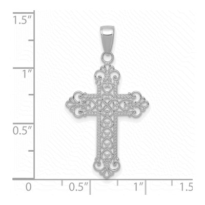 14K White Gold Fleur de Lis Cross Pendant – view 5