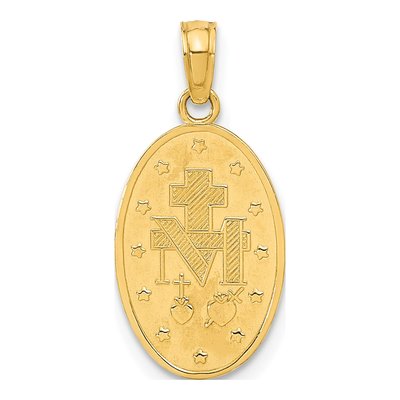 14K Yellow Gold Miraculous Medal Oval Pendant – view 4
