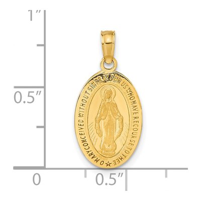 14K Yellow Gold Miraculous Medal Oval Pendant – view 5