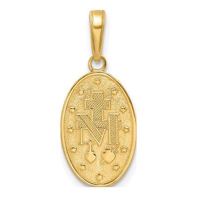14K Yellow Gold Red Enamel Miraculous Medal Pendant – view 5