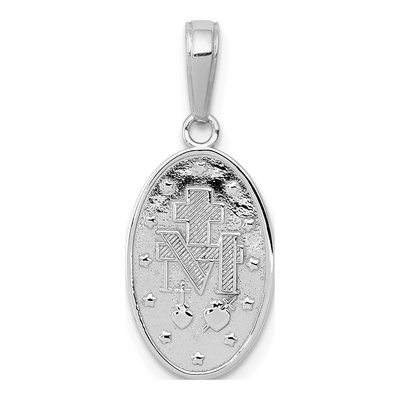 14K White Gold Miraculous Medal Oval Pendant – view 4