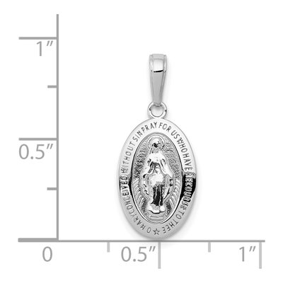 14K White Gold Miraculous Medal Oval Pendant – view 5