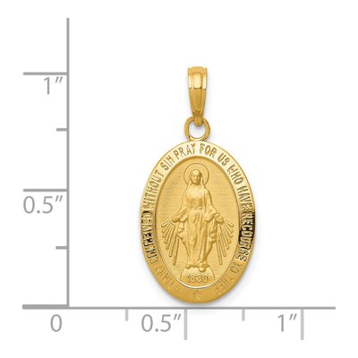 14K Yellow Gold Miraculous Medal Oval Pendant – view 3