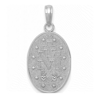 14K White Gold Miraculous Medal Oval Pendant – view 4