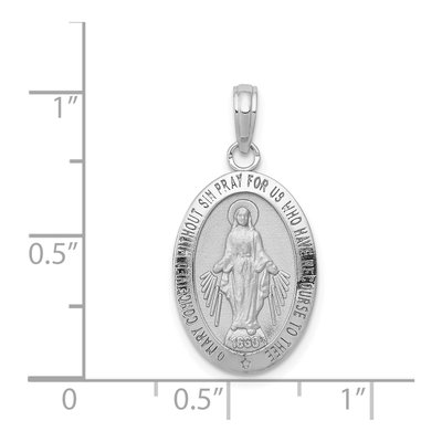 14K White Gold Miraculous Medal Oval Pendant – view 5