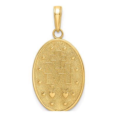 14K Yellow Gold Red Enamel Miraculous Medal Pendant – view 5