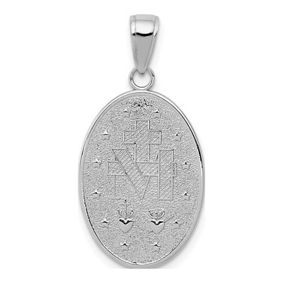 14K White Gold Miraculous Medal Oval Pendant – view 4