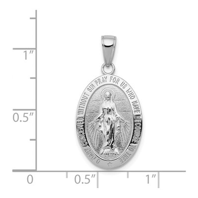 14K White Gold Miraculous Medal Oval Pendant – view 5