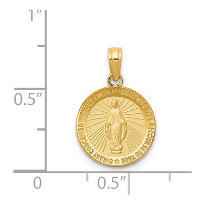 14K Yellow Gold Miraculous Medal Round Pendant – view 4