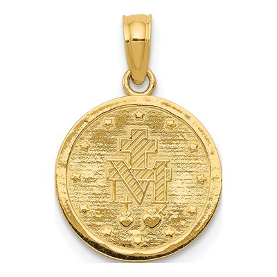 14K Yellow Gold Miraculous Medal Round Pendant – view 5