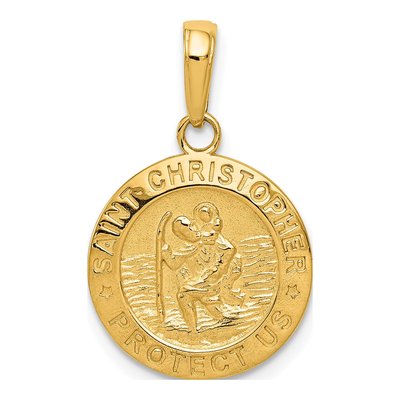 14K Yellow Gold Saint Christopher Medal Charm